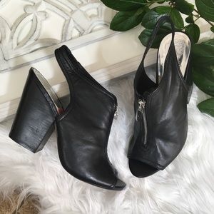 Vince Camuto Peep Toe Booties Zipper Heeled Black